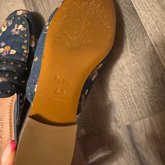 Coach Women's Studded Floral Denim Clogs - Picture 11 of 11